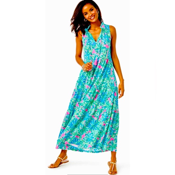 Lilly Pulitzer NWT Malone Maxi Soleil Pink Good Hare Day 🦄 - Picture 3 of 9